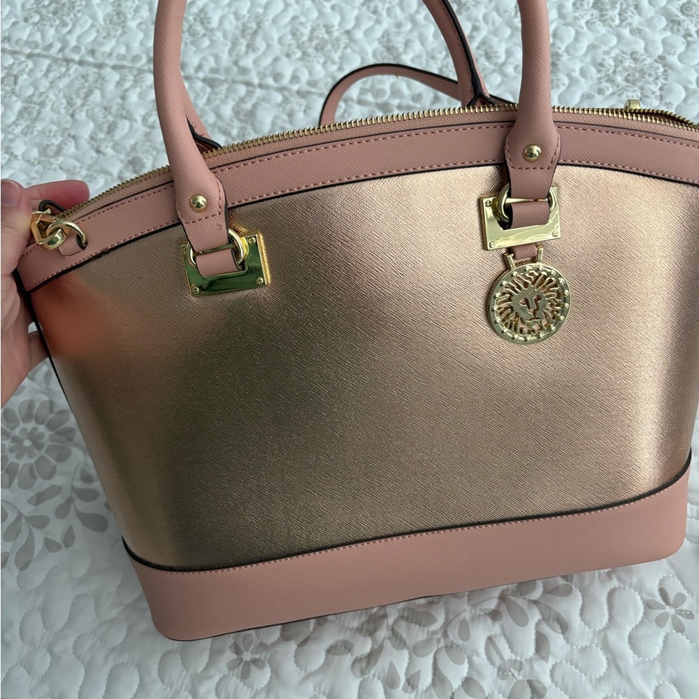 Anne Klein Pink and Gold Satchel